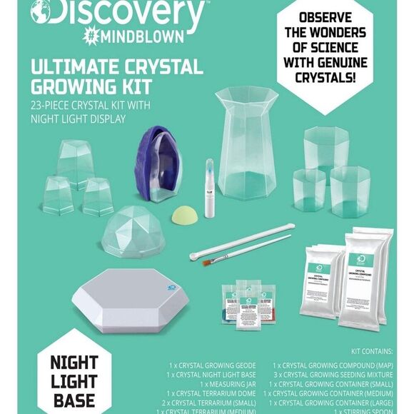 Kids 8+ Discovery Night Light Glowing Crystal Grow Science Kit 23 Pcs - Picture 4 of 5